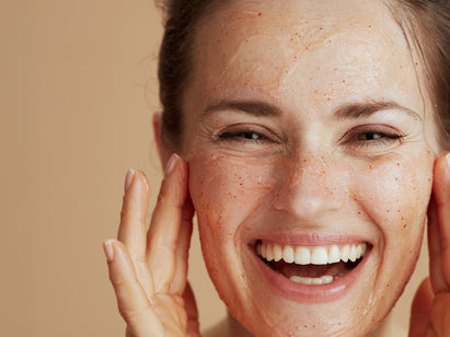 woman washing face